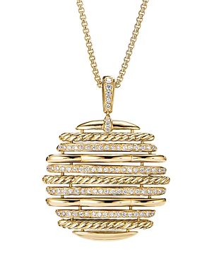David Yurman Tides Pendant Necklace in 18K Yellow Gold with Diamonds, 36
