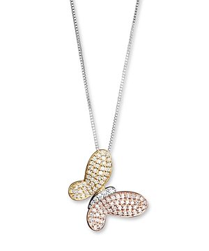 Diamond Pave Butterfly Pendant in 14K White, Yellow and Rose Gold, 0.40 ct. t.w.