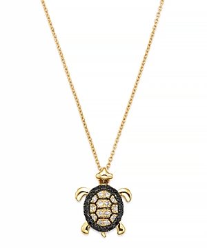 Diamond Turtle Pendant in 14K Yellow Gold, 0.15 ct. t.w.
