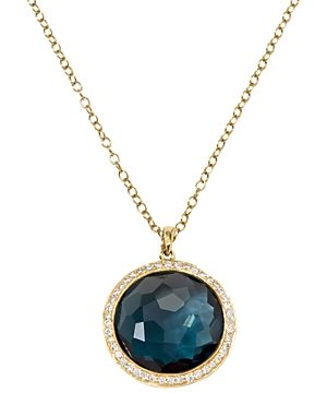 Ippolita 18K Yellow Gold London Blue Topaz & Diamond Pendant Necklace, 16-18