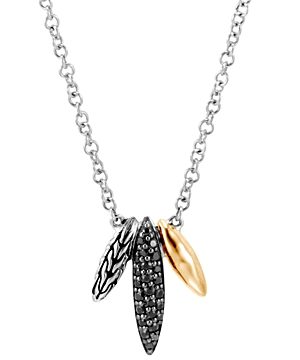 John Hardy Sterling Silver & 18K Yellow Gold Classic Chain Black Sapphire & Black Spinel Spear Pendant Necklace, 18