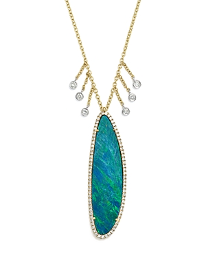 Meira T 14K White & Yellow Gold Dark Opal & Dangling Diamond Pendant Necklace, 16