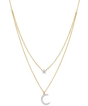 Moon & Meadow Diamond Two-Layer Star & Moon Pendant Necklace in 14K Yellow Gold, 0.2 ct. t.w. - 100% Exclusive