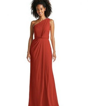 Special Order One-Shoulder Draped Chiffon Trumpet Gown