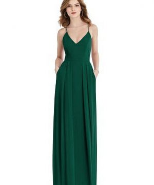 Special Order Pleated Skirt Crepe Maxi Dress with Pockets
