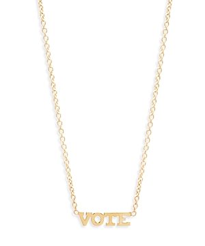 Zoe Chicco 14K Yellow Gold Itty Bitty Words Vote Pendant Necklace, 16