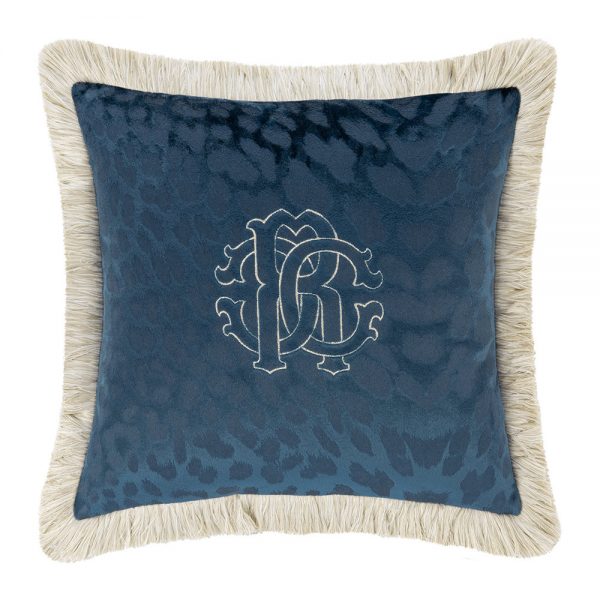 Roberto Cavalli - Monogram Reversible Cushion - Blue - 40x40cm