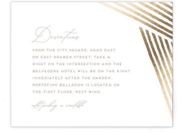 Buttercream Foil-Pressed Direction Cards