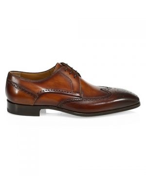 COLLECTION BY MAGNANNI Leather Wingtip Blucher Dress Shoes