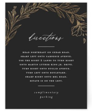 Chic Garden Foil-Pressed Direction Cards