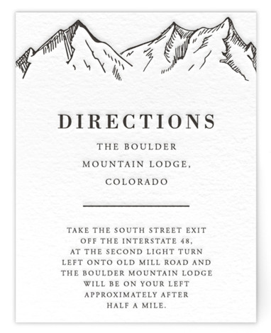 Etched Mountain Letterpress Directions Cards