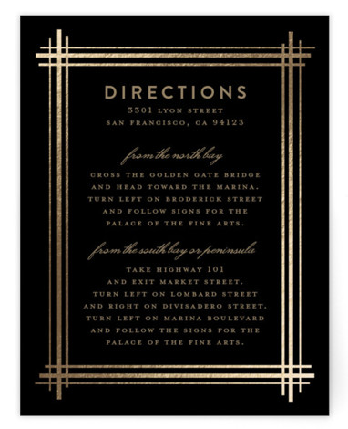 Grand Affair Foil-Pressed Direction Cards