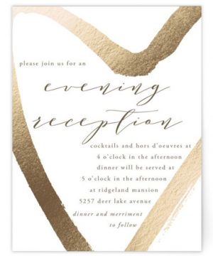 Love Heart Foil-Pressed Reception Cards