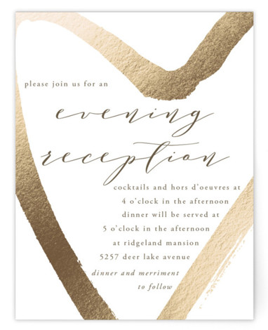 Love Heart Foil-Pressed Reception Cards