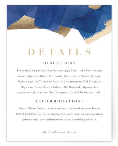 Modern Abstract Foil-Pressed Direction Cards