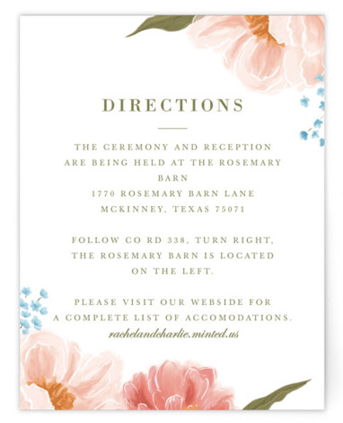 Peony Gardens Directions Cards