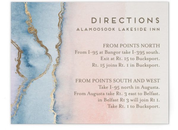 Simple Agate Foil-Pressed Direction Cards