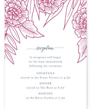 Sketched Peonies Letterpress Reception Cards