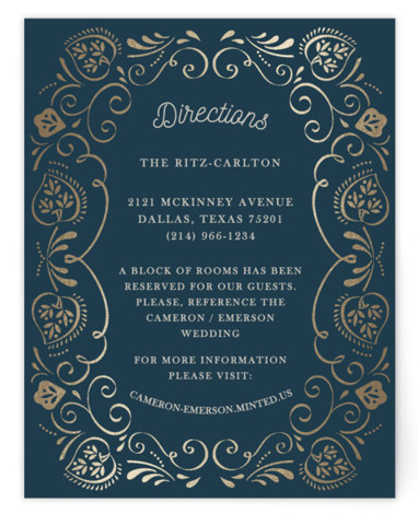 Sweet Leaves Foil-Pressed Direction Cards