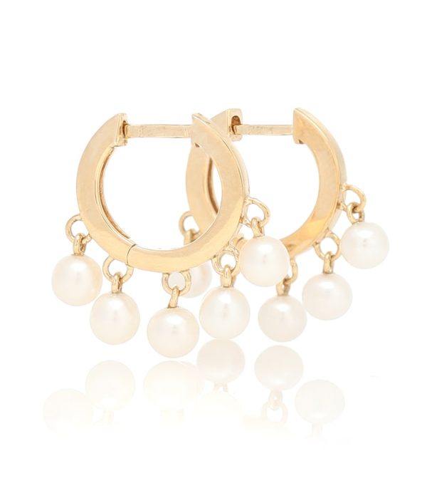 14kt gold hoop earrings with pearls