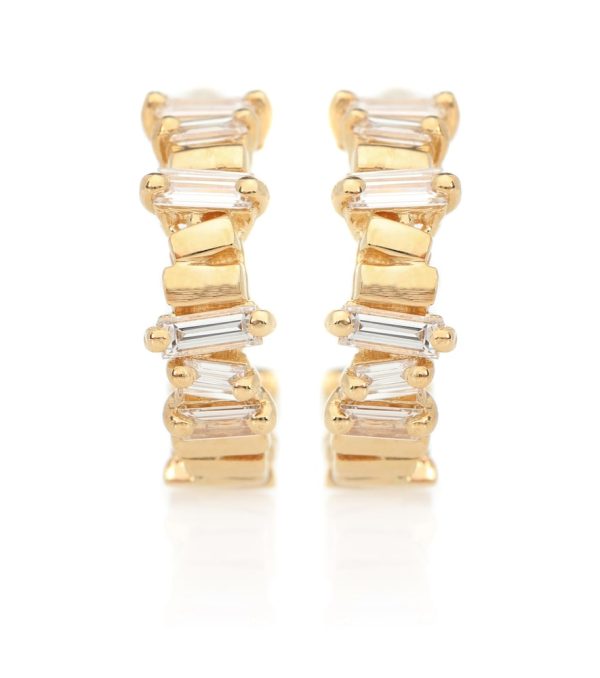 18kt gold diamond hoop earrings