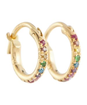 18kt gold hoop earrings with diamonds and stones