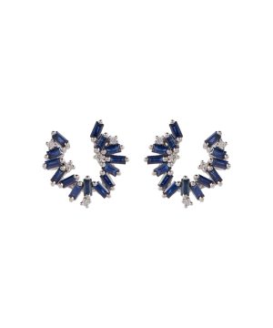 18kt white gold earrings with diamonds and sapphires