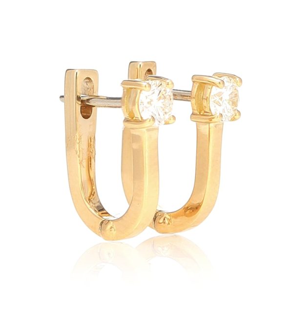 Aria U 18kt gold and diamond hoop earrings