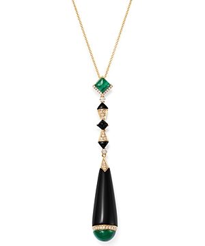Bloomingdale's Black Onyx, Malachite & Diamond Pendant Necklace in 18K Yellow Gold, 18 - 100% Exclusive
