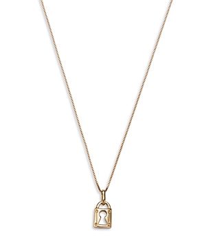 Bloomingdale's Lock Pendant Necklace in 14K Yellow Gold, 16 - 100% Exclusive