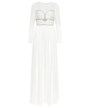 Bridal crystal-embellished twill gown