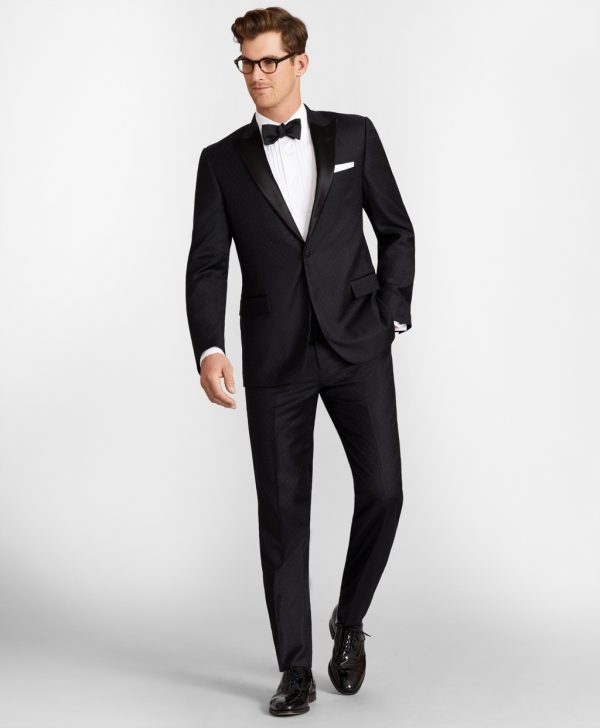 Brooks Brothers Men's Regent Fit One-Button Dotted 1818 Tuxedo