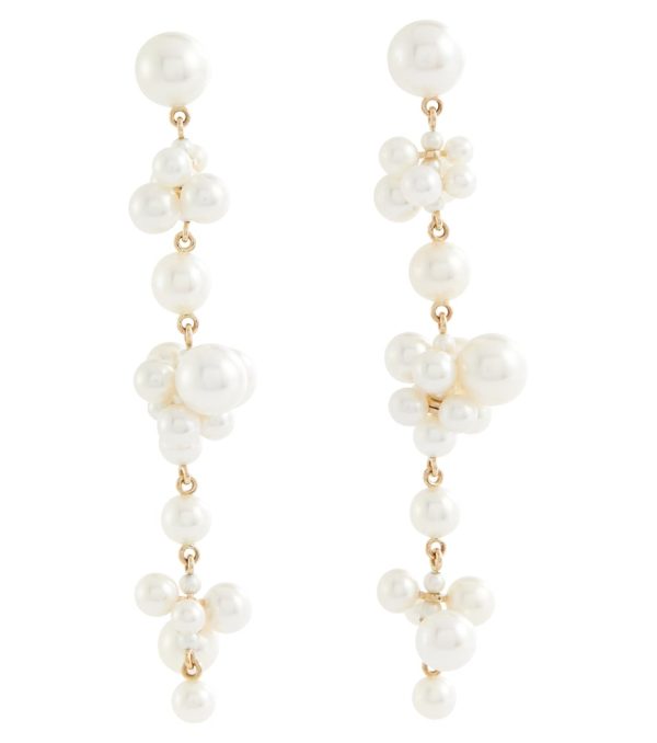 Cellie Longue 14kt gold earrings with pearls