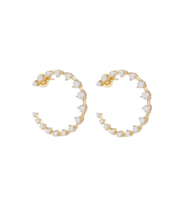 Crescent 18kt gold hoop earrings with diamonds