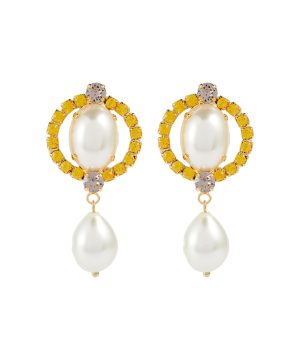 Crystal and faux pearl drop earrings