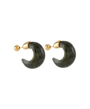 Donut 18kt gold vermeil and jade hoop earrings