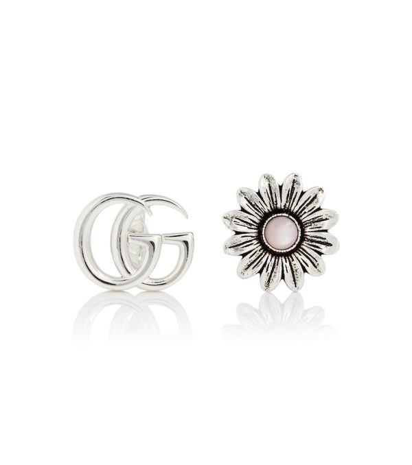 Double G floral sterling silver earrings with mother of pearl