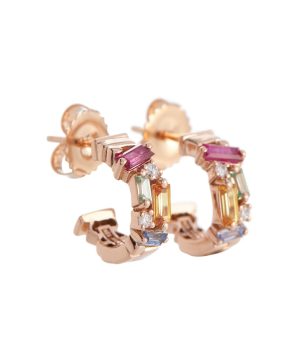 Ella Rainbow 18kt rose gold earrings with diamonds and sapphires