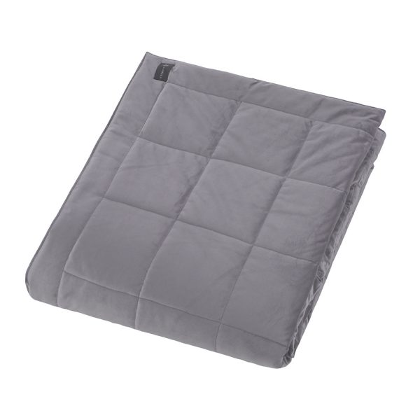 Essentials - Square Velvet Bedspread - Grey - 240x200cm
