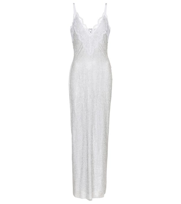 Exclusive to Mytheresa - Lace-trimmed crystal mesh bridal gown