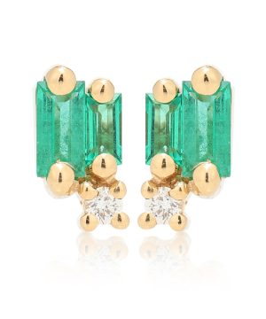 Fireworks 18kt gold earrings with emeralds and diamonds