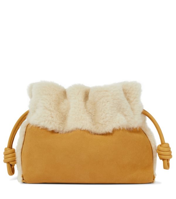 Flamenco Small suede and shearling clutch