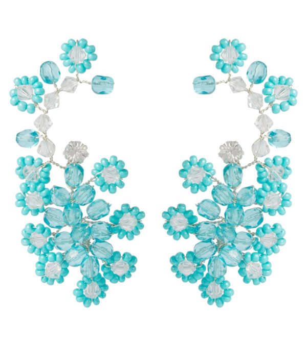 Floral crystal-embellished earrings