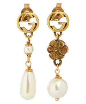GG earrings with faux pearls