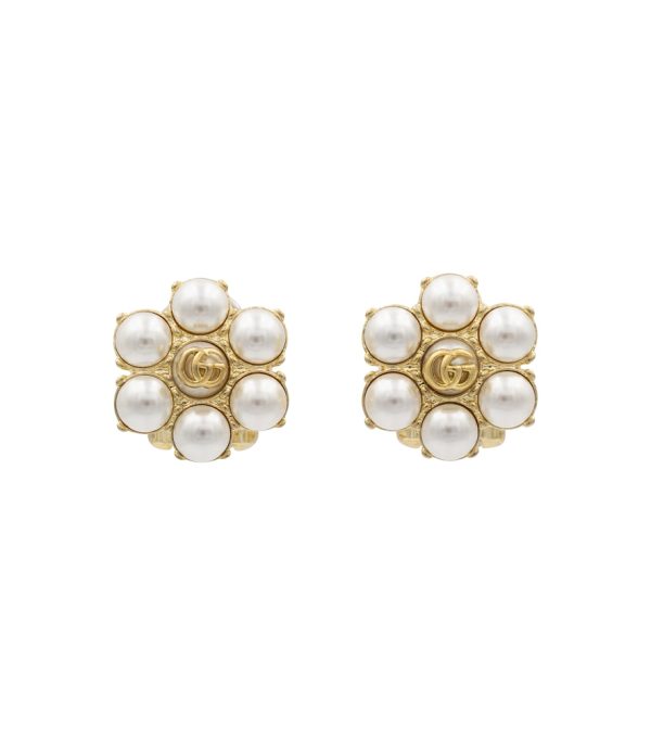 GG faux pearl clip-on earrings