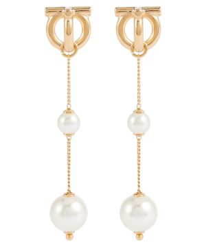 Gancini faux pearl drop earrings
