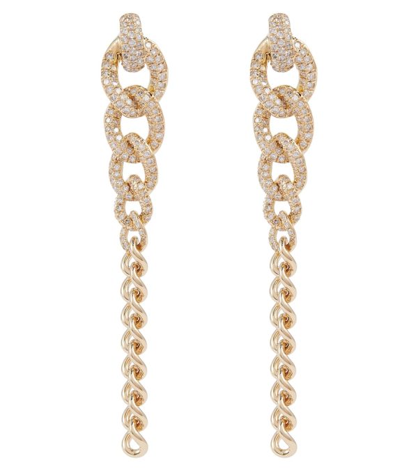 Gradual Drop Link 18ct yellow gold and diamonds earrings