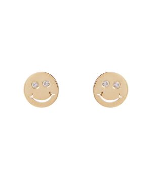 Happy Face 14kt gold and diamond earrings