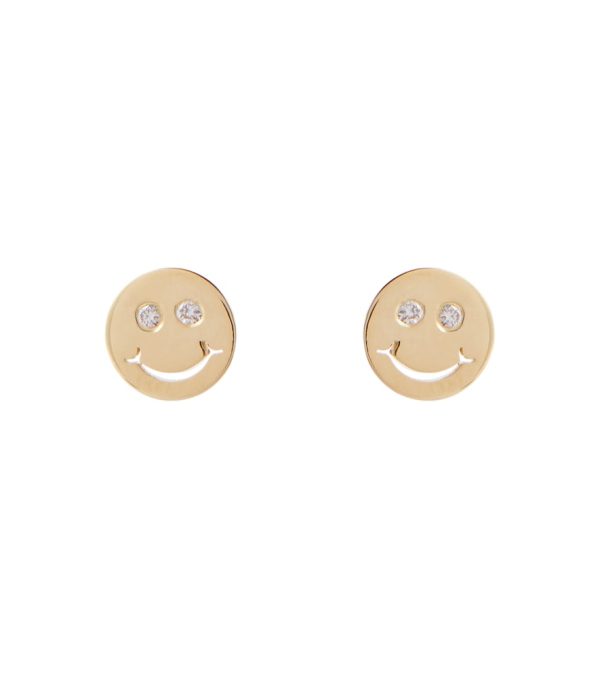 Happy Face 14kt gold and diamond earrings