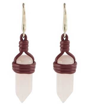 Jemma leather and quartz earrings